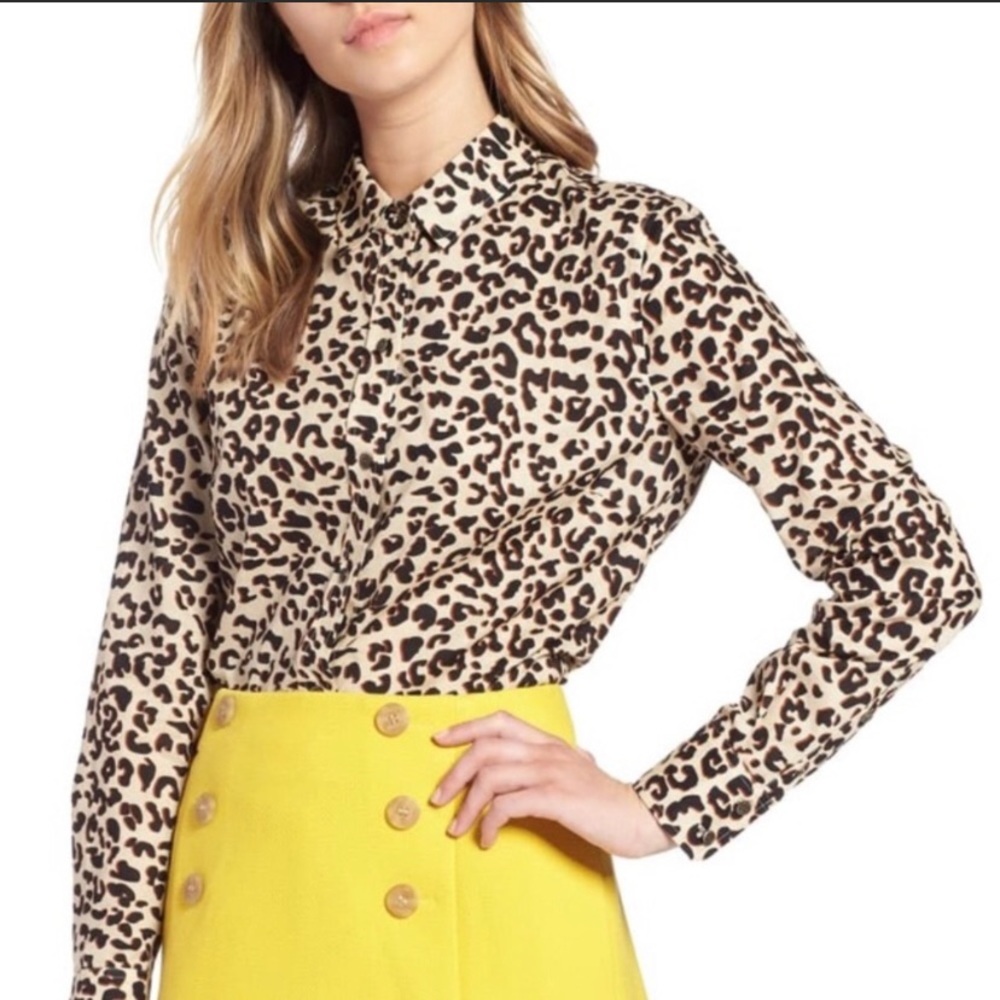 1901 Leopard Print Button Down Top | Color: Black - image 1